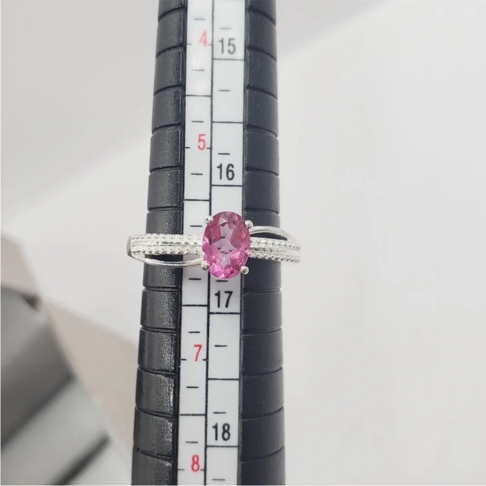 Genuine Oval .75 Carat Pink Topaz 925 Sterling Silver Solitaire Ring